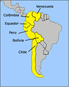 Os países que formam a América Andina